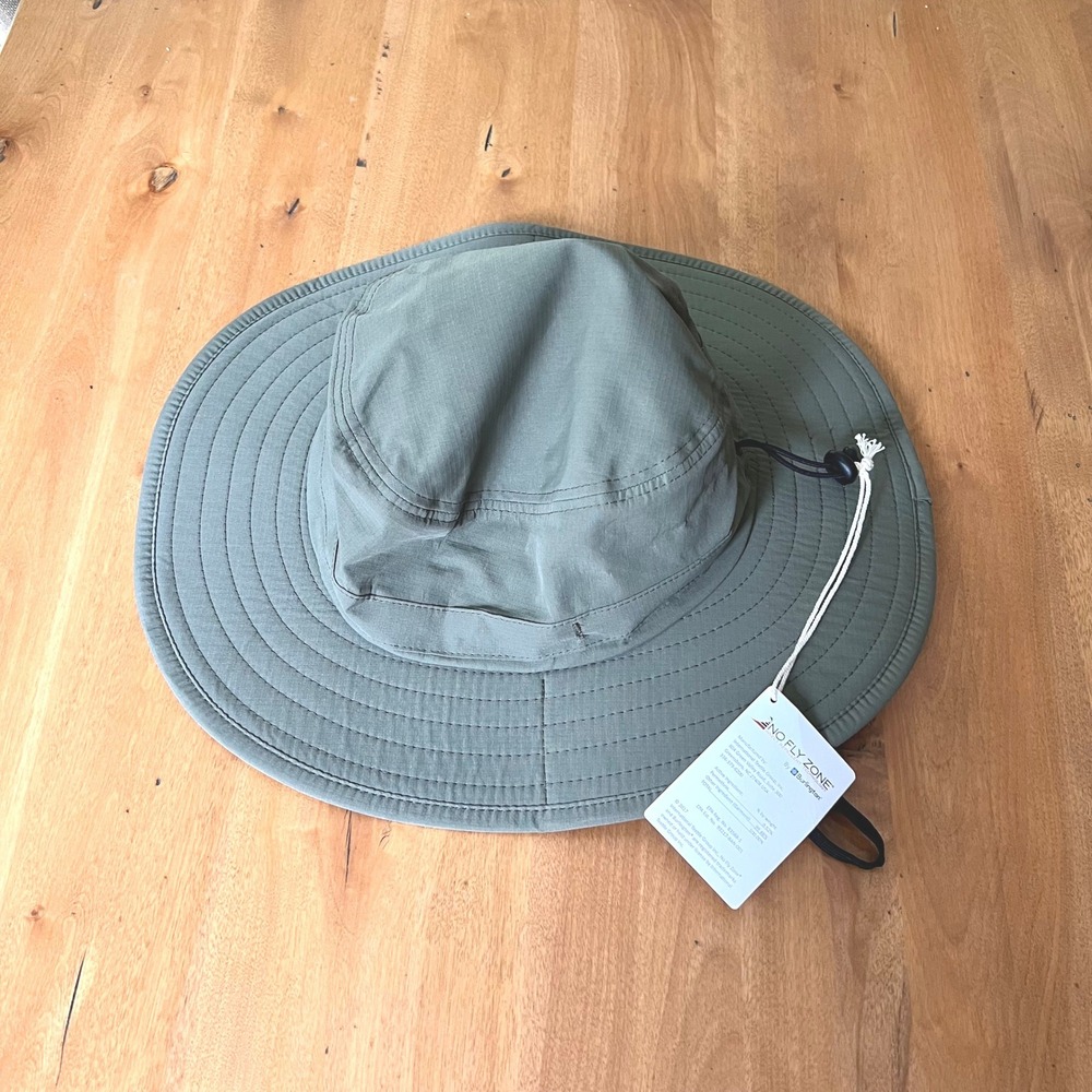 No Fly Zone Sun Hiking Camping Hat Olive Green Insect Repellent Neck Flap S/M